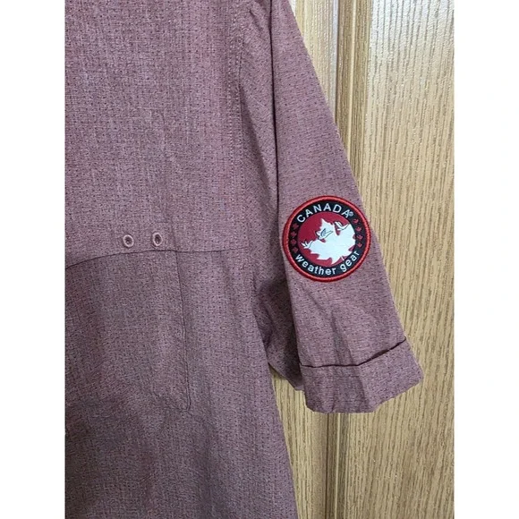Canada Weather Gear Men's Size L Button Up Short Sleeve Shirt Dusty Rose Nice - Picture 2 of 6
